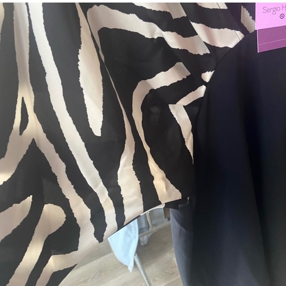 L 🔖 Sergio Hudson x Target Zebra Dress V Neck Black White - Picture 5 of 5